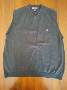 Chaps Men's Navy Blue V-Neck Sweater Vest with Crest 2XB (408)